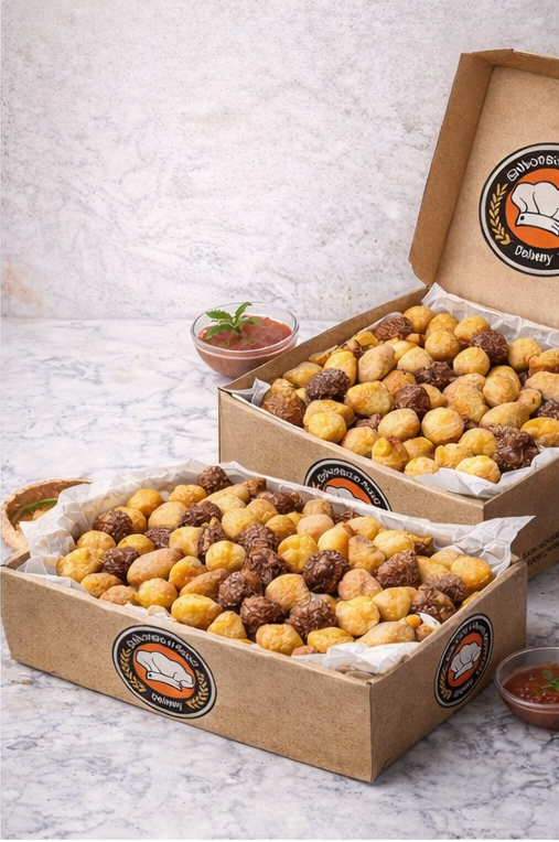 100 Salgadinhos em caixas kraft