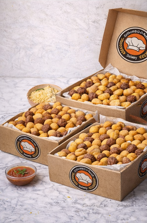 200 Salgadinhos em caixas kraft