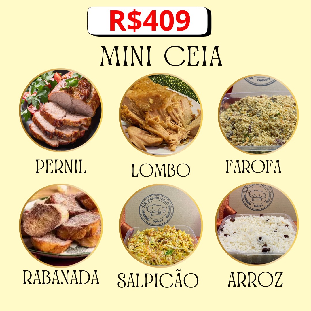 Mini Ceia de Natal para 2 a 3 Pessoas - Pernil, Lombinho e Sobremesas